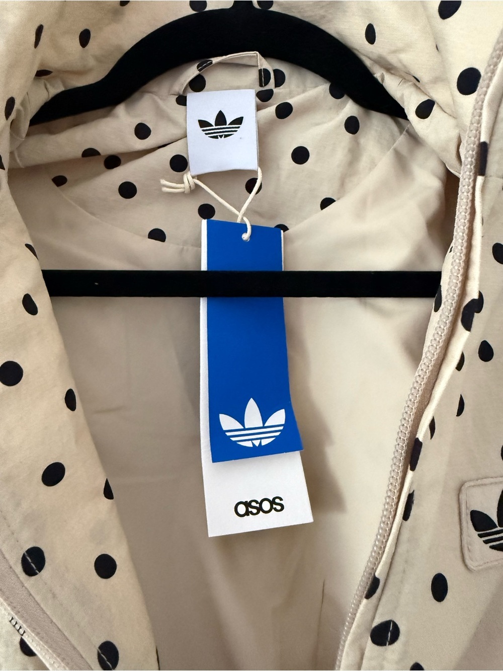 adidas Originals x ASOS regular fit polka dot track jacket in stone Size Small - Picture 10 of 11
